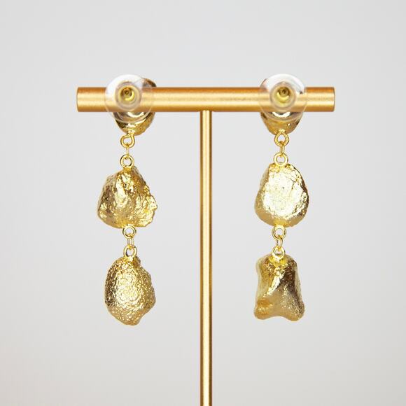 Hot Pink Dangle Earrings Geode Earrings Gold Plated Handmade - Picture 2 of 2